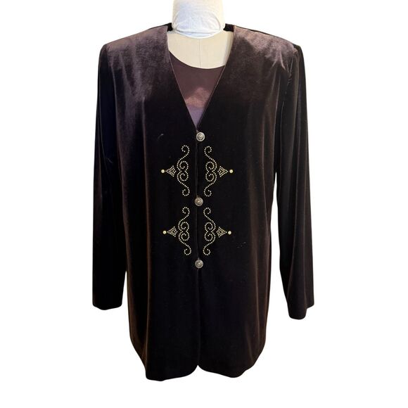 R & M Richards Velvet Cocktail Top/Jacket Faux Shell Plus Sz. 18 Holidays Party - Picture 4 of 8